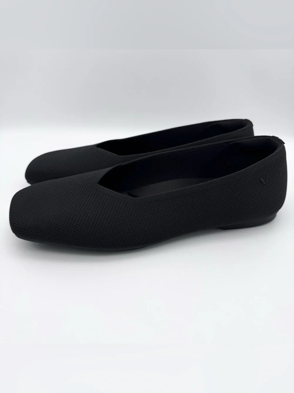 VIVAIA Margot 3.0 Square Toe V-Cut Black Washable Knit Flats Women EU 41 US 9.5